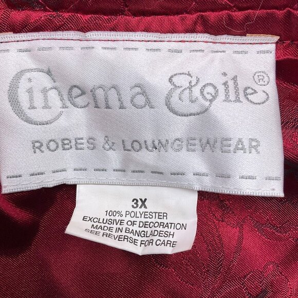 Cinema Exoile Robe Women 3XLarge Black Red Embossed Velour 1/4 Zip Long Soft VTG - Picture 6 of 13